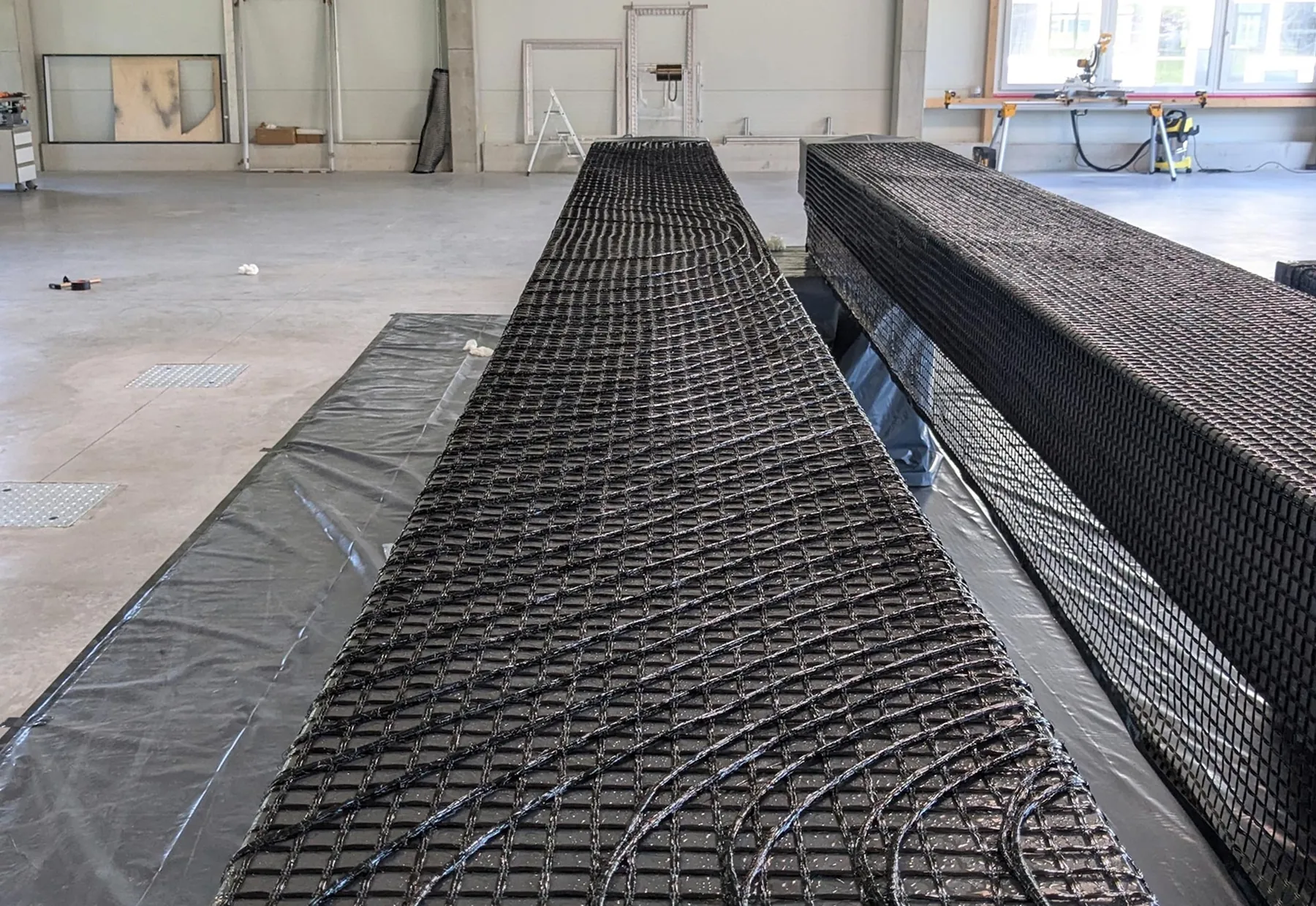 Two long box-girder reinforcement structures in the Fiber Elements workshop