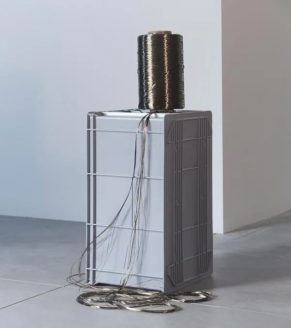 Basalt fiber roving spool on a production unit