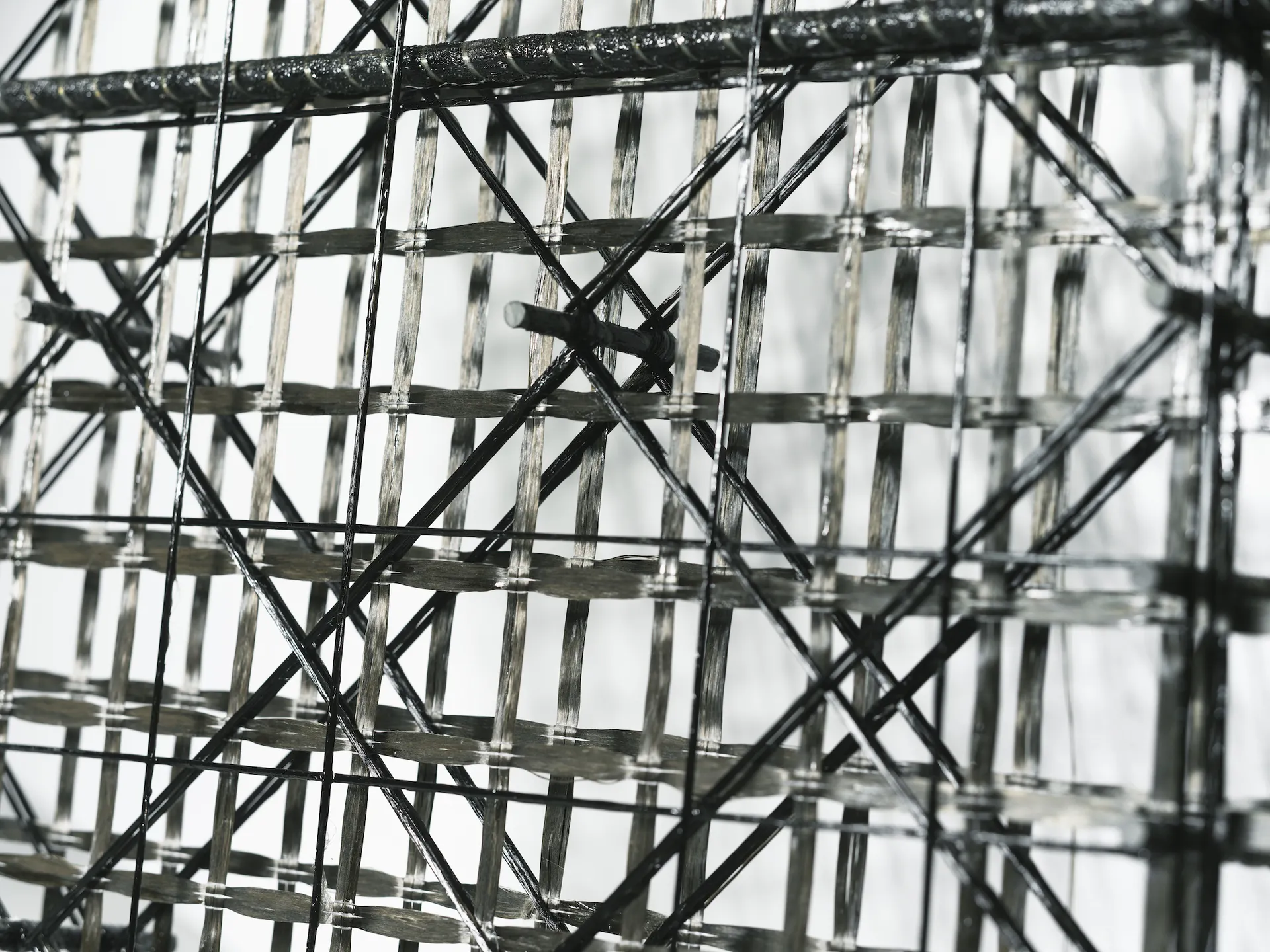 Close view of a three-dimensional basalt reinforcement grid